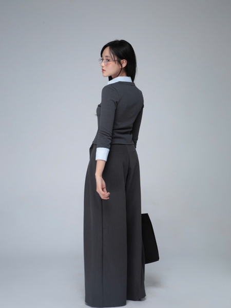 Ribbed Top with Shirt Collar, image 9