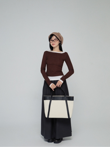 Layered-Look Boat-Neck Long-Sleeve Top, image 4