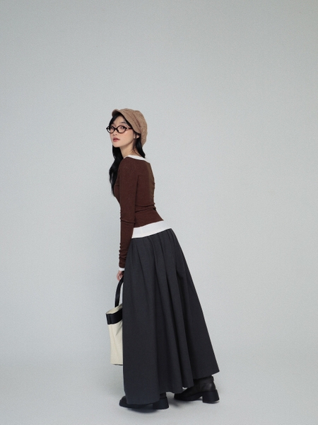 Layered-Look Boat-Neck Long-Sleeve Top, image 9