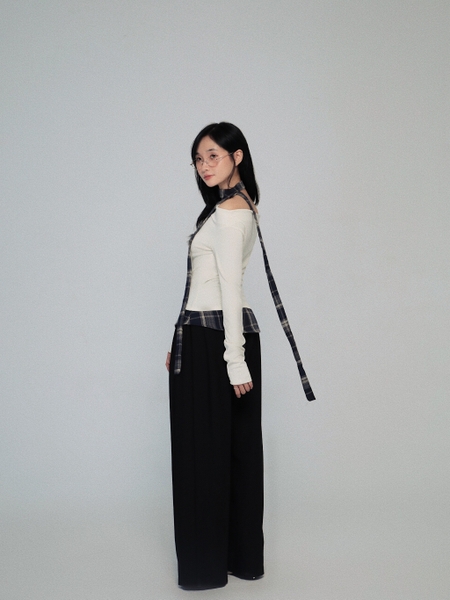 Check-Trim Off-the-Shoulder Top, image 5
