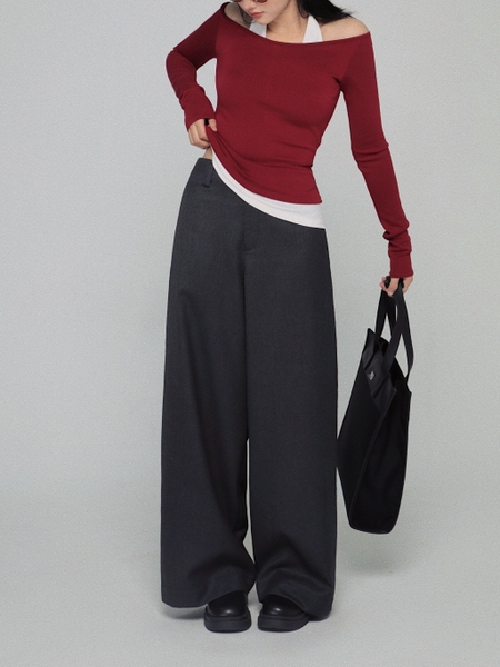 Wrinkle-Resistant Wide-Leg Trousers, image 1