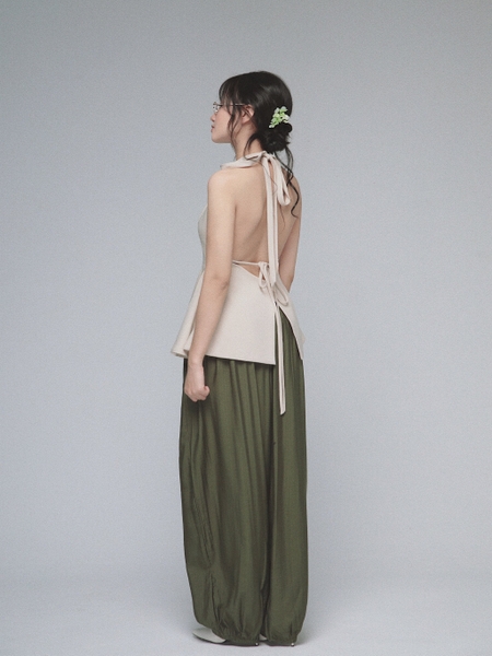 Tie-Back Linen Halter Top, image 5