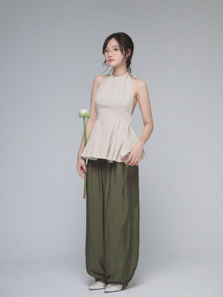 Tie-Back Linen Halter Top, image 7