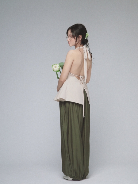 Tie-Back Linen Halter Top, image 8