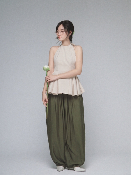 Tie-Back Linen Halter Top, image 6