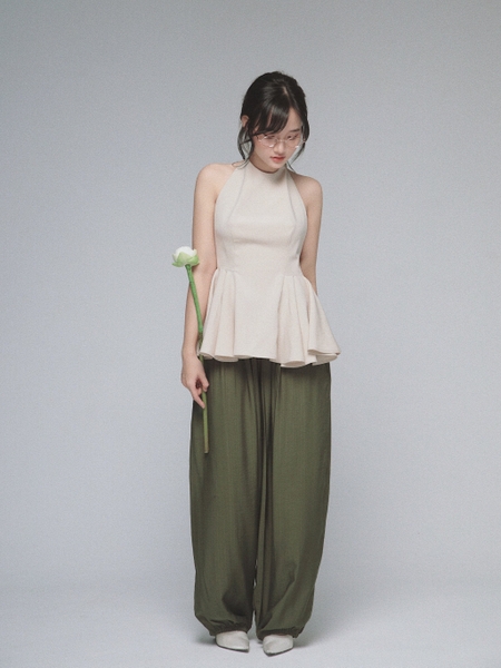 Tie-Back Linen Halter Top, image 9