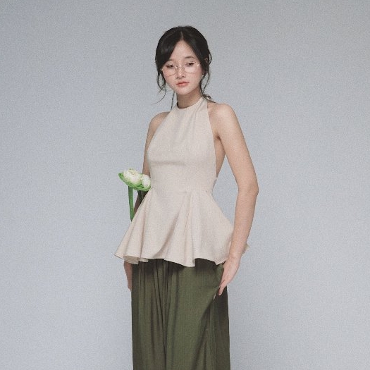 Tie-Back Linen Halter Top, image 10
