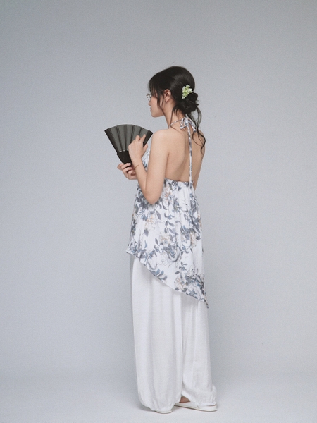 Floral Open-Back Halter Top, image 3