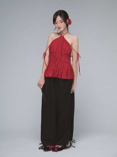Pleated Linen Balloon Trousers, image 3