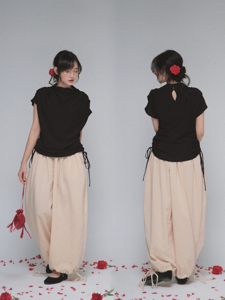 Pleated Linen Balloon Trousers, image 5