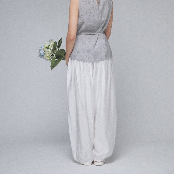Drawstring Slub-Fabric Balloon Trousers, image 9