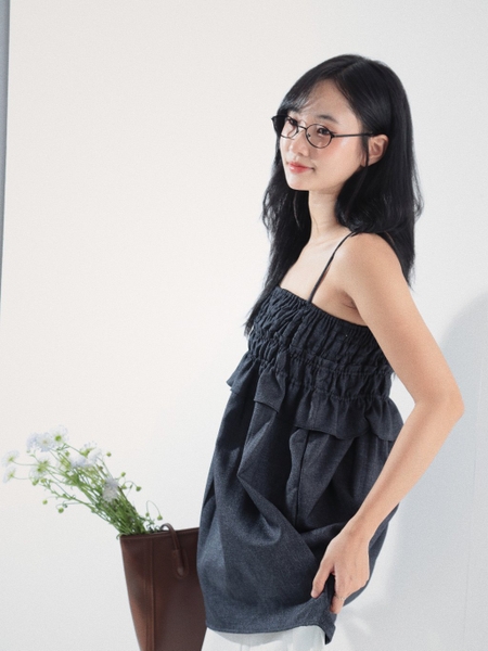Adjustable-Strap Shirred Top, image 2