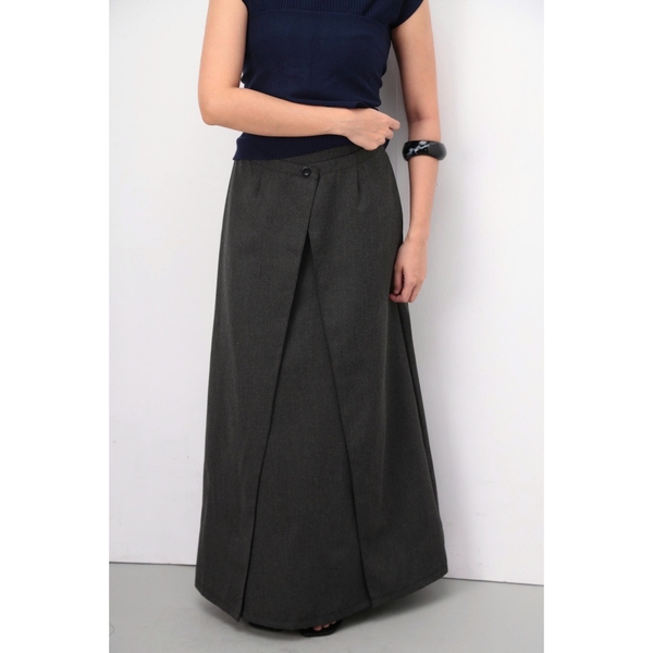 High-Waisted Wrap-Detail Long Skirt, image 4