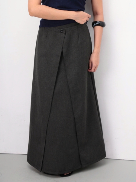 High-Waisted Wrap-Detail Long Skirt, image 1