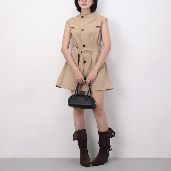 Asymmetric Button Mini Dress, image 3