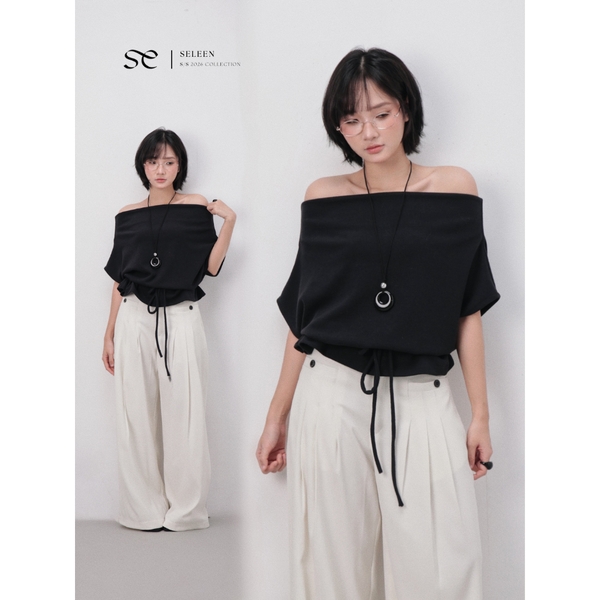 Off-Shoulder Tie-Detail Knit Top, image 10