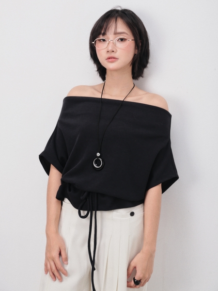 Off-Shoulder Tie-Detail Knit Top, image 4