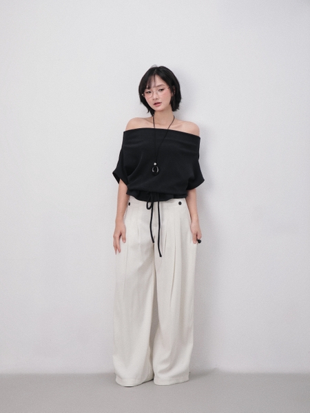 Off-Shoulder Tie-Detail Knit Top, image 3
