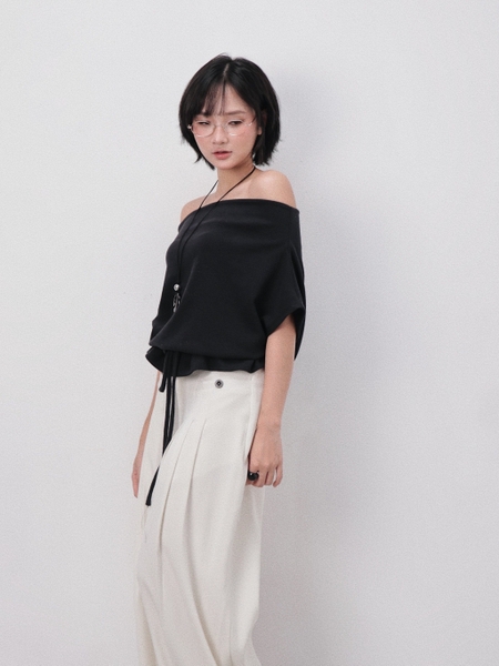 Off-Shoulder Tie-Detail Knit Top, image 5