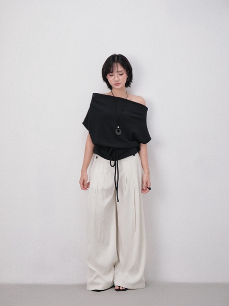 Off-Shoulder Tie-Detail Knit Top, image 6