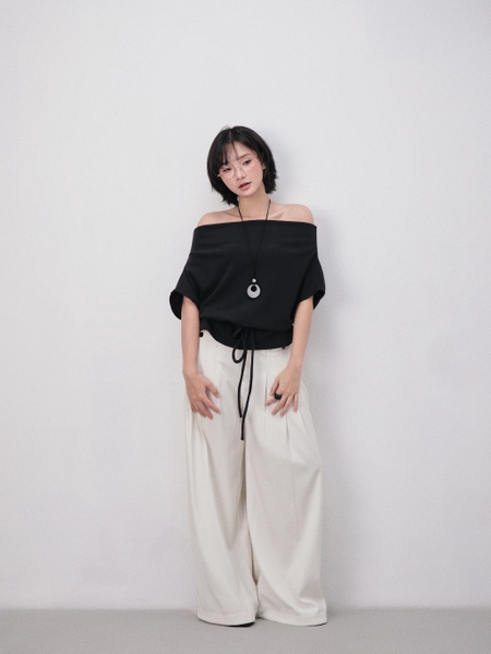 Off-Shoulder Tie-Detail Knit Top, image 8