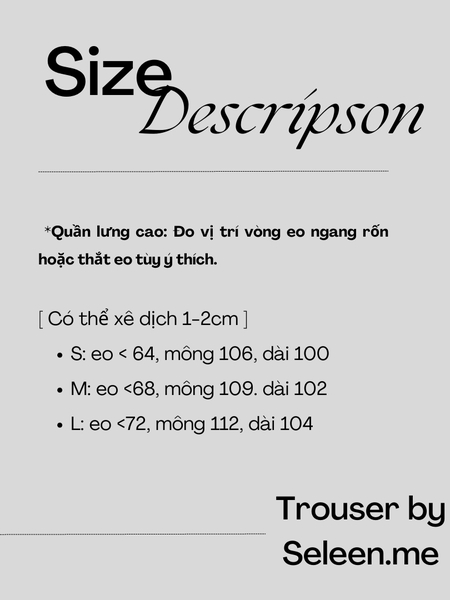 Seleen, Quần tây lưng cao ống rộng xếp li chi tiết túi ngang, WB0217