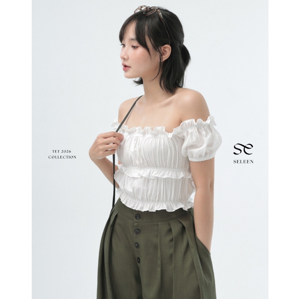 Seleen, Áo chun nhún bèo bo chun trễ vai dáng ngắn, WT0218