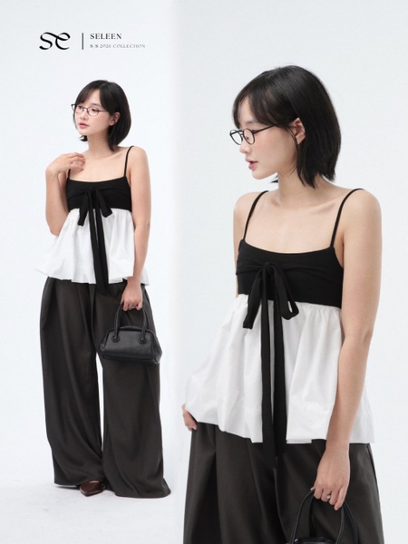 Tie-Detail Balloon Cami Top