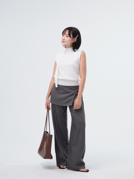 Seleen, Áo dệt kim tay ngắn cao cấp chi tiết dây cổ dài, WT0223