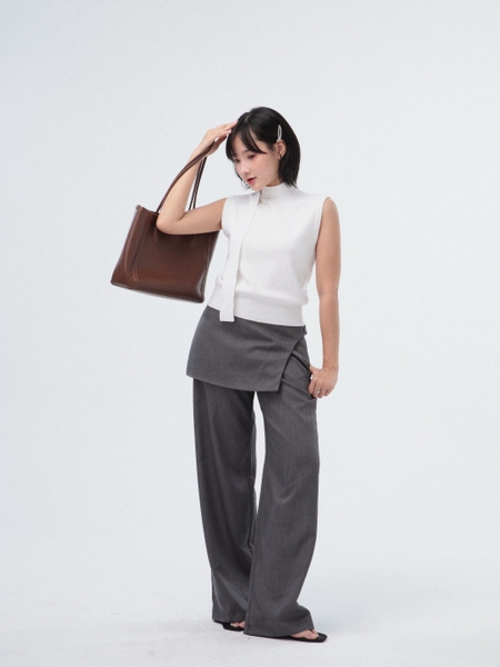 Seleen, Áo dệt kim tay ngắn cao cấp chi tiết dây cổ dài, WT0223