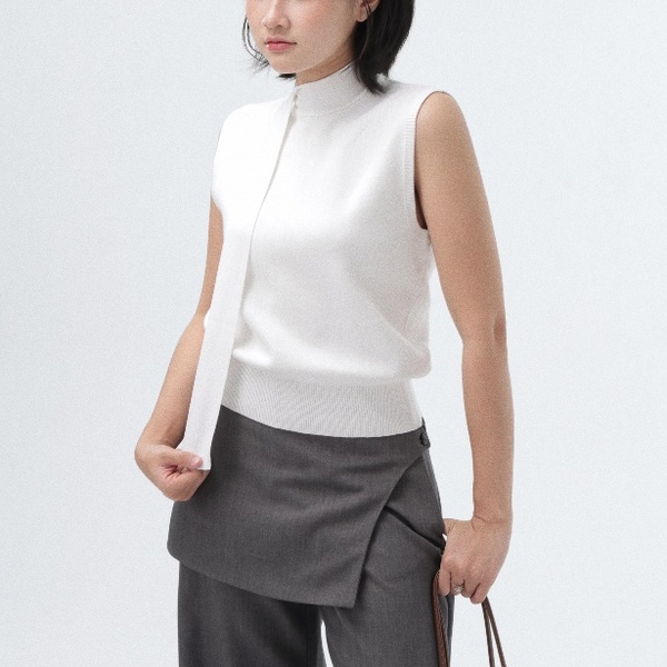Seleen, Áo dệt kim tay ngắn cao cấp chi tiết dây cổ dài, WT0223