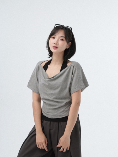 Seleen, Áo layer 2 món (có thể mặc tách rời) form trễ vai cổ yếm mặc được nhiều kiểu, WT0229