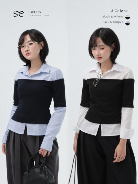 Layered-Look Long-Sleeve Shirt, image 1