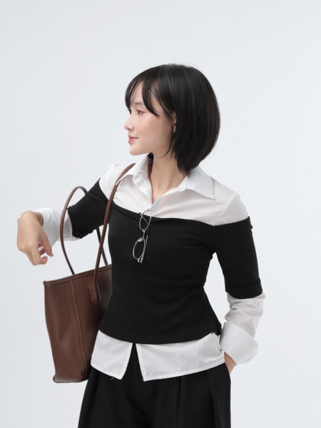 Seleen, Áo sơ mi công sở form ôm giả layer tay dài, WT0230