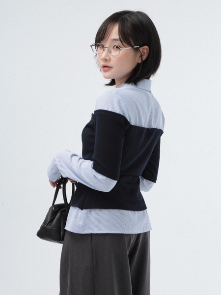 Seleen, Áo sơ mi công sở form ôm giả layer tay dài, WT0230