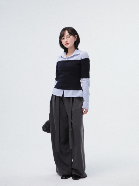 Seleen, Áo sơ mi công sở form ôm giả layer tay dài, WT0230