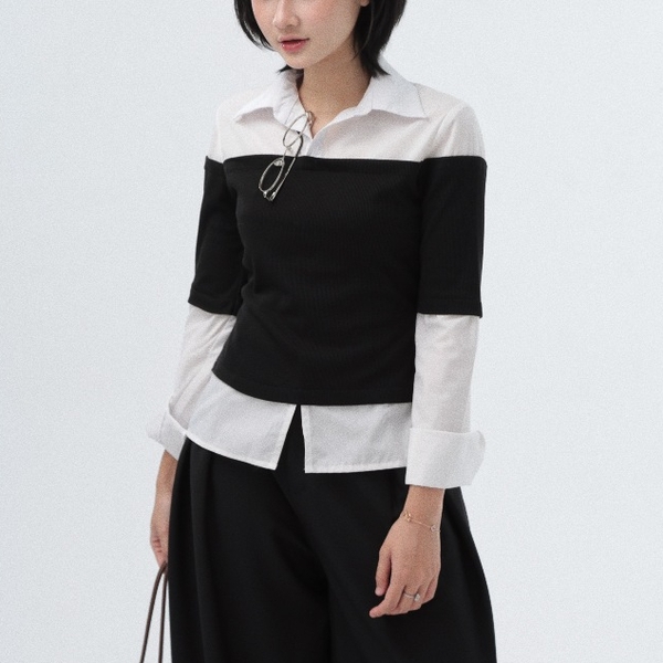 Seleen, Áo sơ mi công sở form ôm giả layer tay dài, WT0230