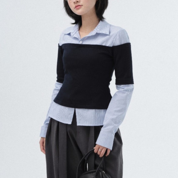 Seleen, Áo sơ mi công sở form ôm giả layer tay dài, WT0230