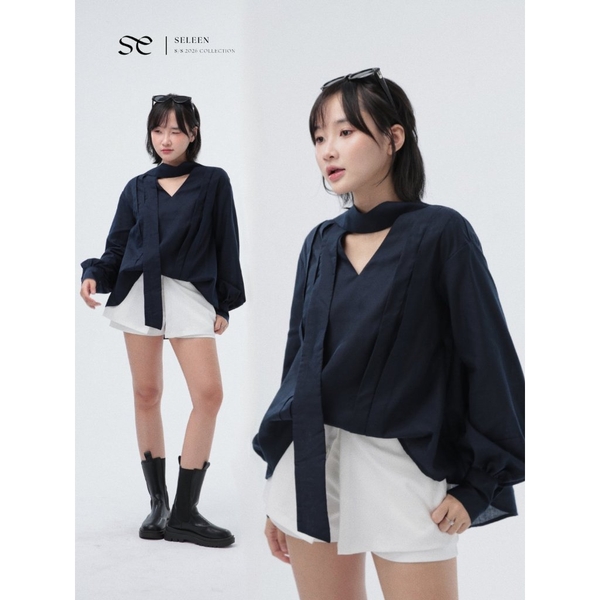 Seleen, Áo sơ mi tay dài form rộng thiết kế cổ dây kiểu, WT0231