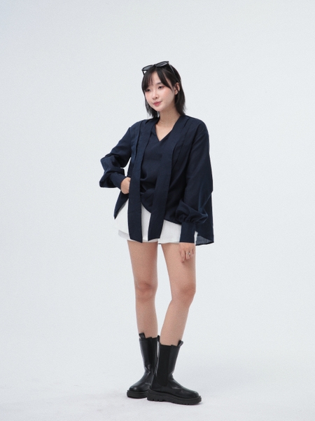 Seleen, Áo sơ mi tay dài form rộng thiết kế cổ dây kiểu, WT0231