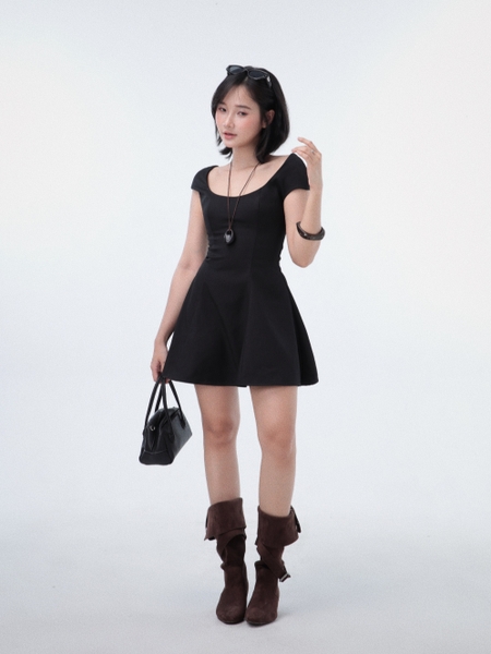 Tie-Back Fit-and-Flare Mini Dress