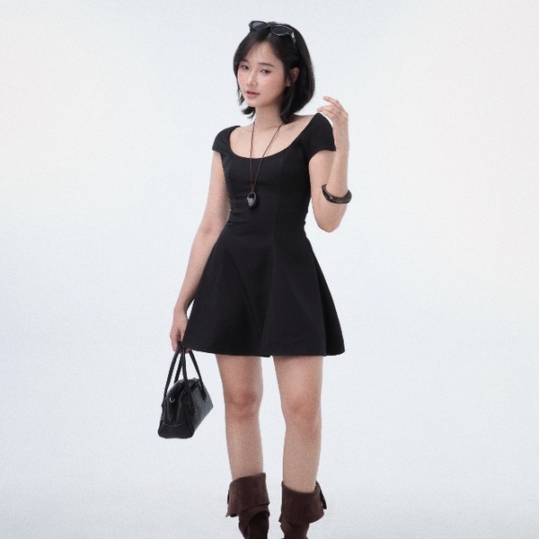 Tie-Back Fit-and-Flare Mini Dress, image 7