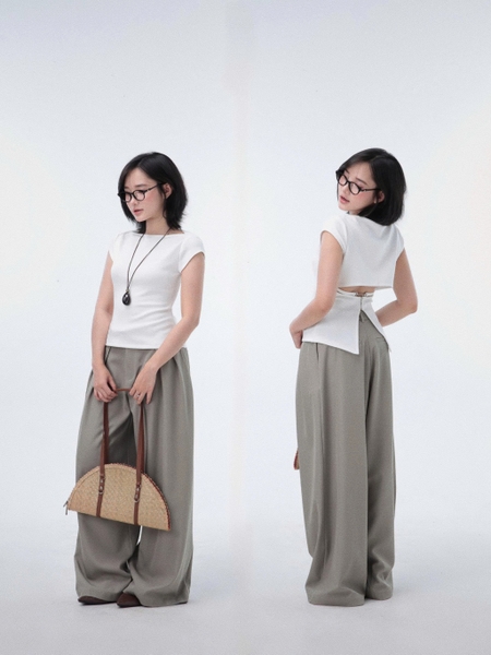 Seleen, Áo thun ôm cổ ngang cao chi tiết hở lưng mắc cài, WT0246
