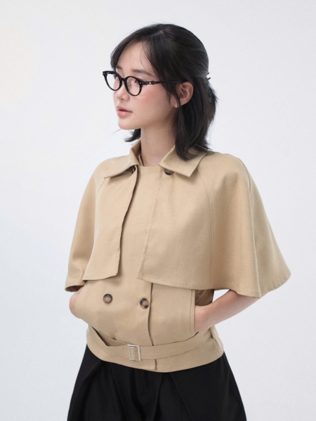 Seleen, Áo kaki kèm cape (có thể tháo rời) form lơi chi tiết thắt lưng cổ bẻ hàng nút, WT0244