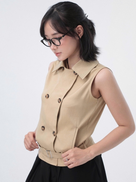 Seleen, Áo kaki kèm cape (có thể tháo rời) form lơi chi tiết thắt lưng cổ bẻ hàng nút, WT0244