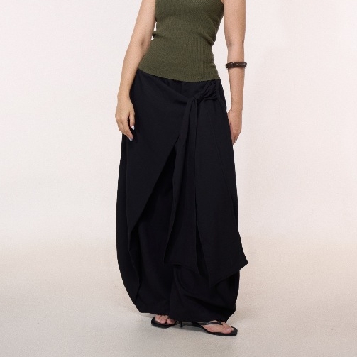 Seleen, Quần Freesize ống rộng thiết kế vạt buộc chất liệu linen, WB0168