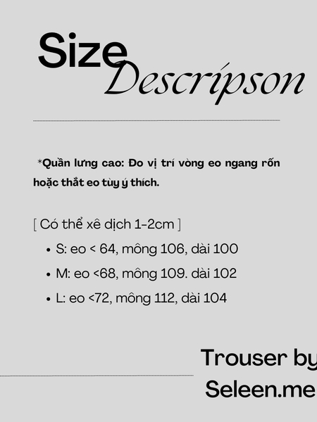 Seleen, Quần gấm lưng cao ống rộng suông họa tiết hoa nổi, WB0254