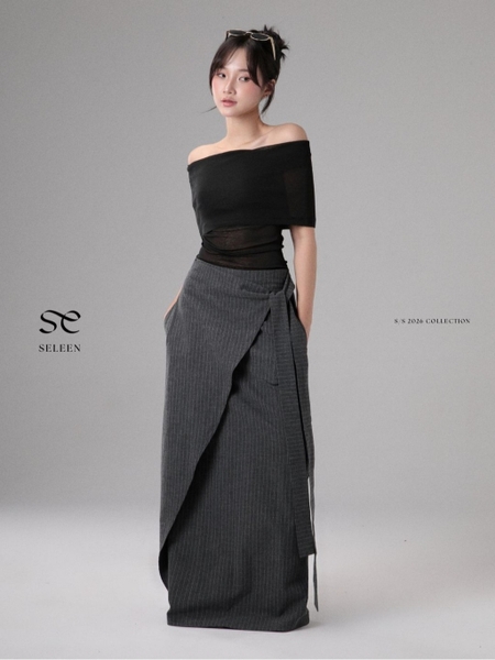 Seleen, Áo trễ vai thun xuyên thấu nhẹ form ôm tay ngắn , WT0259