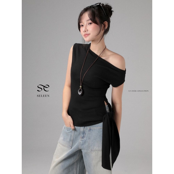 Seleen, Áo thun trễ vai chéo form ôm body chi tiết dây buộc eo, WT0260