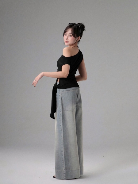 Seleen, Áo thun trễ vai chéo form ôm body chi tiết dây buộc eo, WT0260